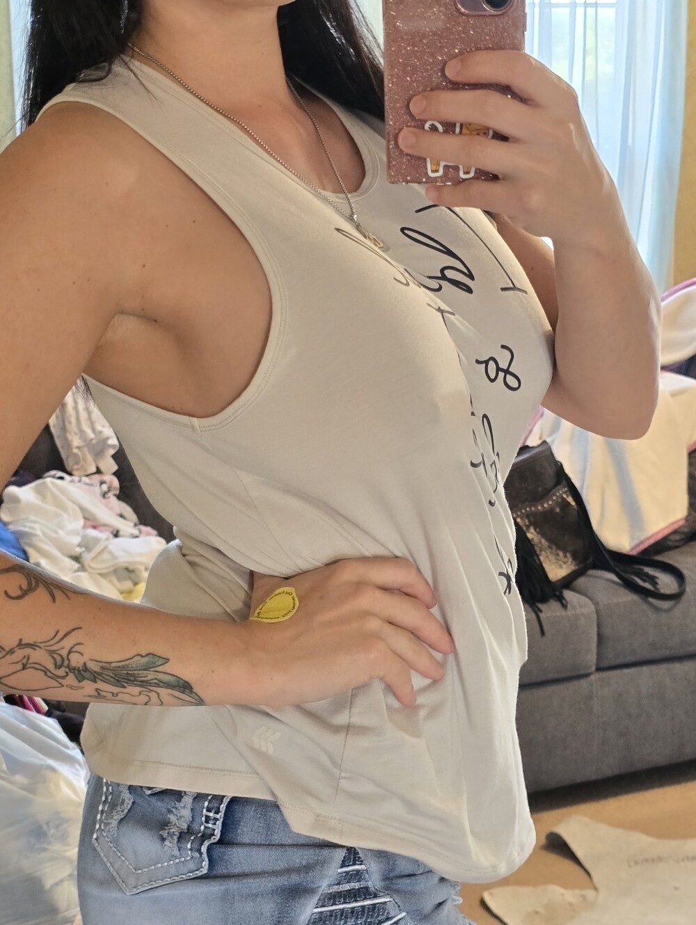 all in motion White Graphic Tank Top - "I bend so I don't break" - Picture 4 of 5